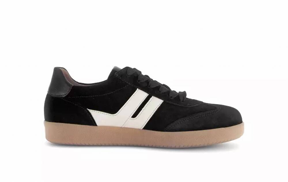 NEW GABOR women's retro-inspired low-profile sneakers in black and cream